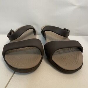Crocs Womens Dual Comfort Brown Meleen Twist Sandals Sizes 8 &9 read description